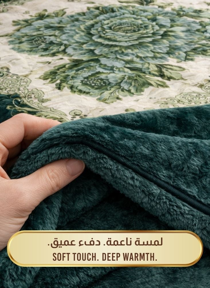 Premium 6kg Super Soft Green Floral Blanket – Premium Heavy Plush Mink Blanket - Image 5